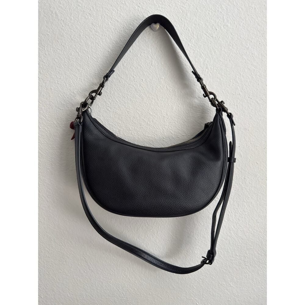 Coach Aria Black Leather Half Moon Crossbody Hobo Shoulder Bag Purse - Picture 13 of 16
